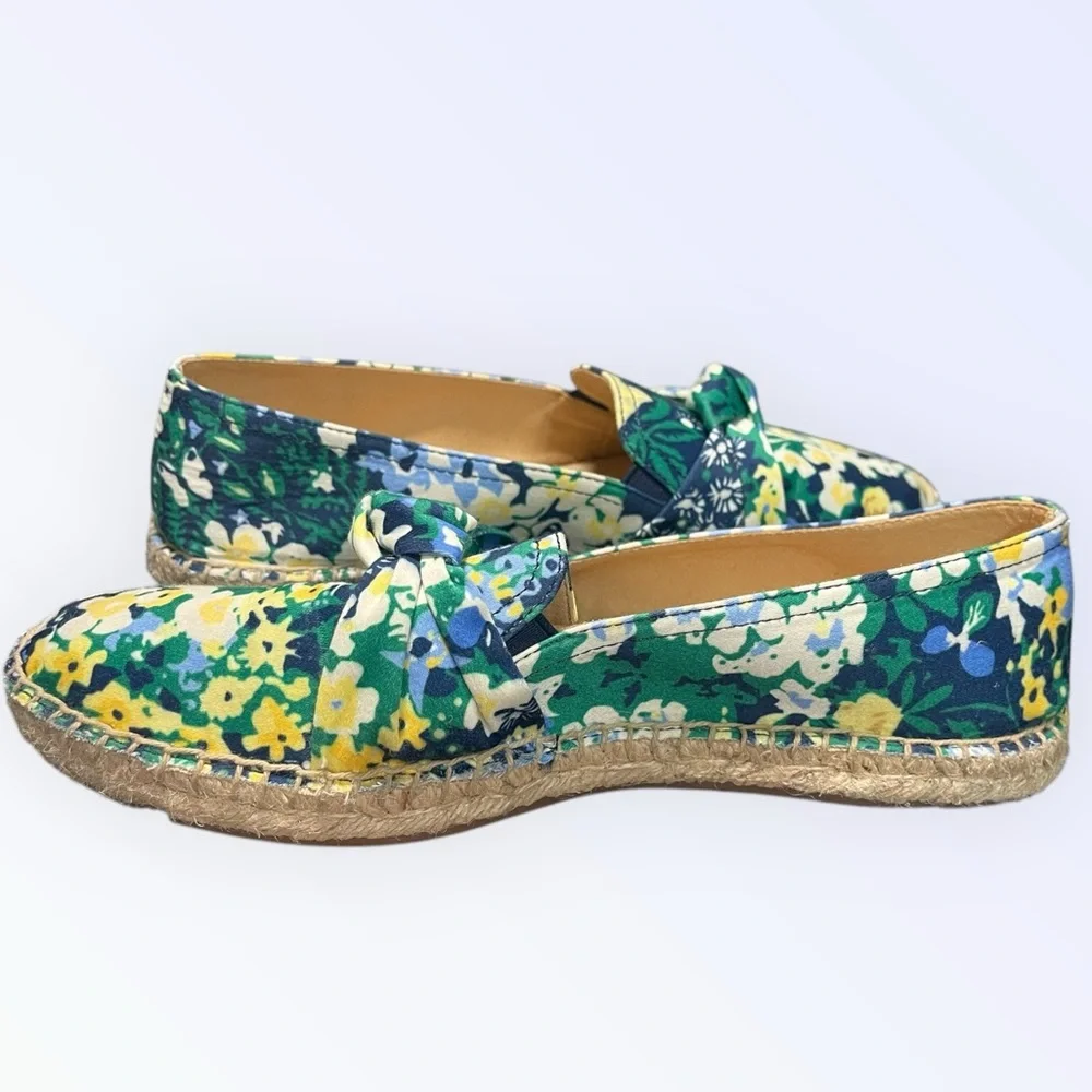 💙Talbots Izzy Knot Women's Floral Espadrilles - Green and Yellow